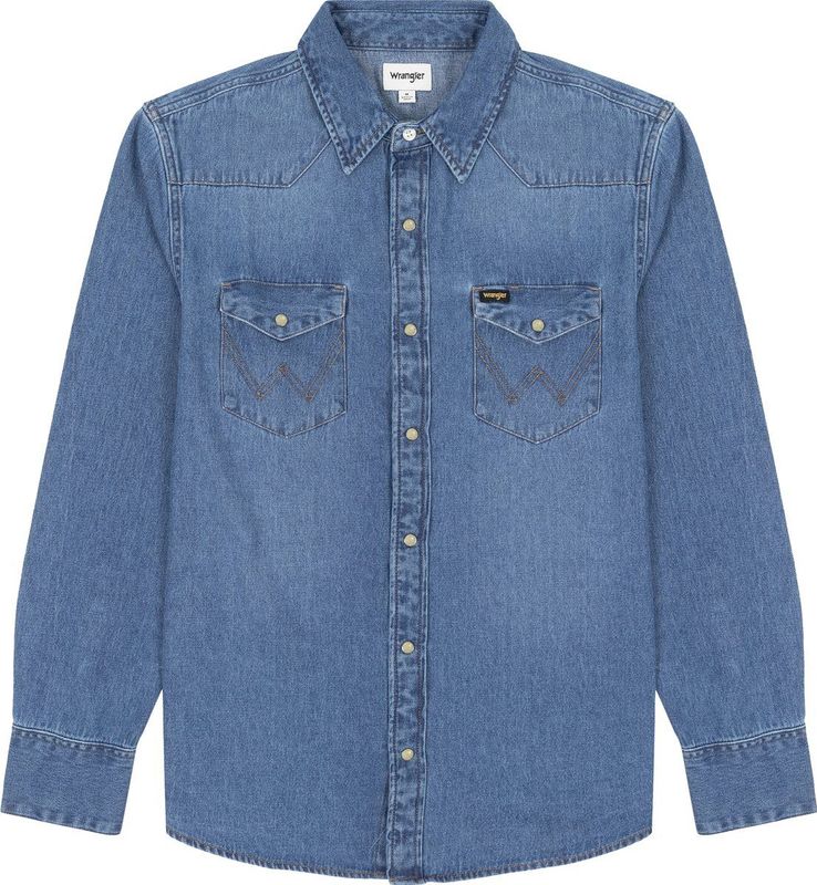 Wrangler - 27mw Overhemd - Blauw - 100% Katoen