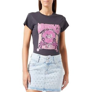 Wrangler Shrunken Band T-shirt voor dames, faded zwart, M, Faded Black.