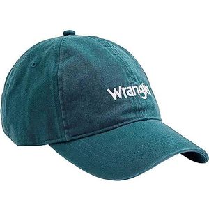 Wrangler Washed Logo Cap voor heren, Deep Teal Green, Eén maat