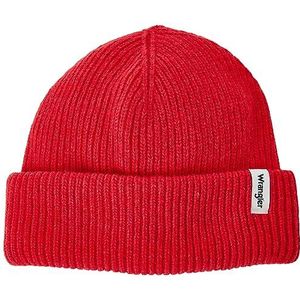 Wrangler Sign Off Beanie Hat voor heren, rood, Eén maat