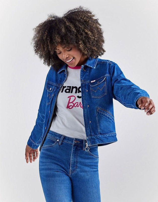 Wrangler - Barbie Denim Jasje - Denim - Blauw - Katoen - Dames