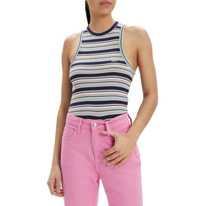 Lee - Gestreepte Mouwloze Top - Blauw - Katoenmix