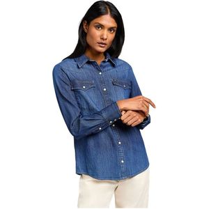 Regular Western Hemd - Donker Inktblauw - 100% Katoen - Lange Mouwen