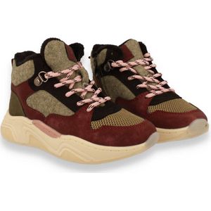 Fischer - Dames - Pantoffels - Bordeaux - Katoen-Textiel - H-Wijdte