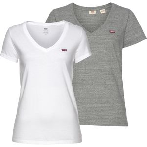 Levi's dames 2-Pack V-Neck Tee, White + & Starstruck Heather, XS