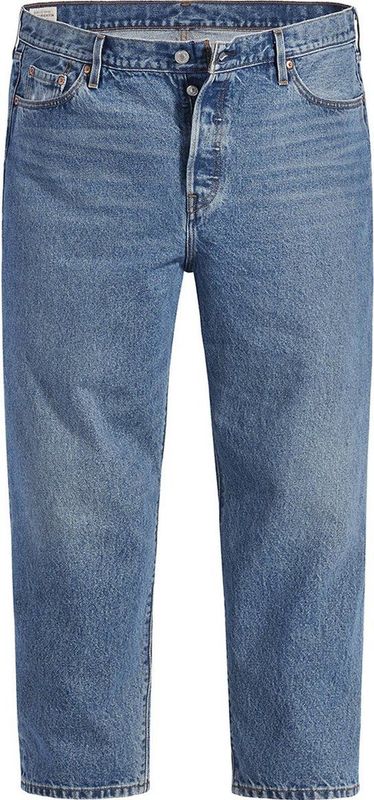 Levi's Plus 501 Cropped High Waist Straight Fit Jeans Medium Indigo Worn In
