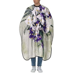 Kapperscape Iris-bloemen paars professionele kapsel cape verstelbare kappers capes schort voor kapsels knippen kappers
