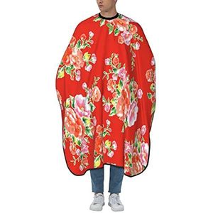 Chinese kapperscape Aziatische Rode Bloem Plaid Kapsalon Cape Verstelbare Kapper Schort Waterdichte Snijcape voor Kapsalon Kapsel Snijden