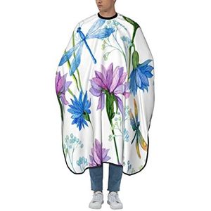 Kapperscape Aquarel Blauwe Bloemenlibel Tondeuse Jas Universele Kapsel Cape Originele Barber Cape Voor Salon Haarstyling Vrouwen