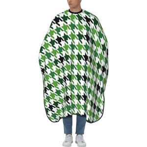 Kapperscape Groen Geruit Rooster Met Hound-de-poule Patroon Kappers Jurk Universele Styling Schort Polyester Kappers Schort Voor Volwassenen Kinderen Salon