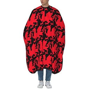 Kapper Schort Welsh Draak Rood Zwart Salon Cape Unisex Kappers Salon Cape Professionele Kappers Cape Voor Mannen Haar Snijden Vrouwen