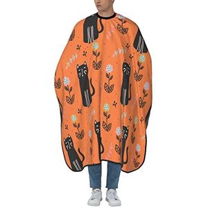 Kappersjas Oranje Katten Zwarte Bloem Kappers Jurk Professionele Kappersschorten Antistatisch Schort Voor Kapsels Haarknippen Kinderen