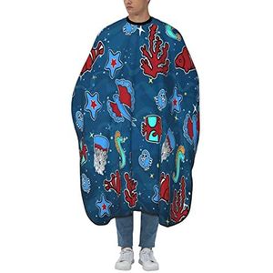 Tondeuse cape zeedieren clownvissen krab snijcape antistatisch haar knippen cape professionele kappers cape voor haarstyling kinderen salon
