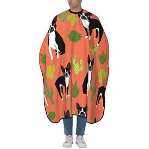 Kappers Schort Honden Terrier Honden Cactus Oranje Kappers Schort Verstelbare Kappers Doek Schort Polyester Kappers Schort Voor Volwassenen Kapsel