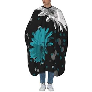 Haar Snijden Schort Zwart Wit Teal Daisy Bloemen Kappers Schort Waterdicht Kapsel Cape Unisex Schort Voor Kapper Kappers Vrouwen