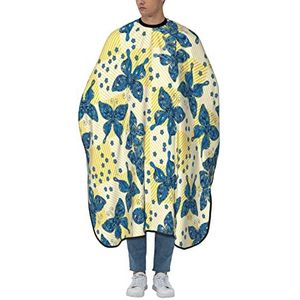Kapper Schort Blauwe Vlinder Plaid Kappers Toga Vlekbestendig Kappers Professionele Kapper Jurk Voor Styling Kappers Snijden