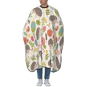 Tondeuse, cape, grappige egel in de bladeren, kappersjurk, waterdicht, kappersjurk, kapper, cape, verstelbaar, kapperscape voor kapsalon, haarknippen
