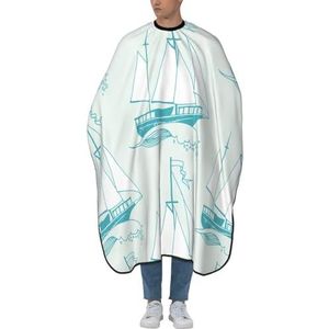 Kappers Toga Zeilen Piraat Blauwe Golven Haar Snijden Schort Waterdichte Styling Capes Unisex Schort Voor Salon Mannen Kinderen