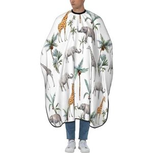 Haar Snijden Schort Aquarel Giraffe Olifant Kappers Schort Vlekbestendig Salon Jassen Gepersonaliseerde Kappers Jurk Voor Haar Snijden Styling Kapsel