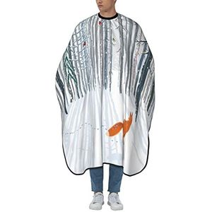 Kappersjurk Winter Bomen Landschap Vos Kapper Cape Waterdichte Haar Knipjurk Unisex Kappers Schort Voor Vrouwen Mannen Kleurplaten