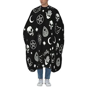 Kappersschort Kat Schedel Maan Ster Capes voor Kappers Verstelbare Kappers Antistatische Kapperscape voor Kappers Haar Styling