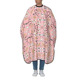 Kapper Kapsel Cape Leuke Verpleegster Liefde Roze Kappers Gown Unisex Volledige Lengte Cape Professionele Kapper Jurk Voor Kapper Haar Knippen Familie