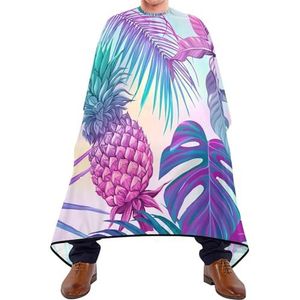 Kappersjurk Naadloze Paars Blauw Tropische Palmbomen Planten Ananas Bloemen Haar Snijden Schort Antistatische Haar Snijden Cape Professionele Kappers Salon Cape Voor Kapper Kapper Kapsel