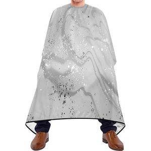 Haar Snijden Schort Zilver Vloeibaar Marmer Artistieke Schilderen Met Zilver Stof Textuur Kapper Schort Cape Professionele Styling Capes Waterdicht Haar Snijden Cape Voor Kinderen Vrouwen Snijden