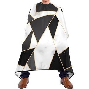Kapper Kapsel Cape Marmeren Textuur Met Gouden Lijnen Zwart Wit Mozaïek Driehoeken Kappers Schort Professionele Kappers Cape Vlekbestendig Schort Voor Haar Snijden Mannen Vrouwen