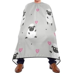 Kapper Schort Cape Naadloze Leuke Zwart Wit Schaap Met Roze Harten Op Grijs Haar Snijschort Vlekbestendig Kapsel Cape Gepersonaliseerde Kappers Cape Voor Kapper Styling Mannen