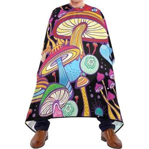 Kapper Schort Naadloze Kleurrijke Paddestoelen Tie Dye Paddestoel Op Zwarte Salon Cape Unisex Haar Knippen Cape Gepersonaliseerde Kappers Voor Kapsel Snijden Mannen