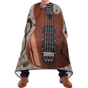 Kapper schort Cape Abstracte Retro Muzikale Achtergrond Met Gitaar En Muziek Noten Haar Snijden Schort Professionele Kappers Cape Verstelbare Schort Voor Snijden Haar Snijden Kapper