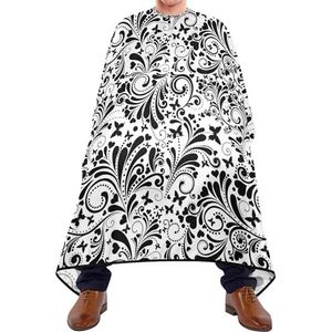 Kappersjurk Naadloos Zwart Bloempatroon Met Bloemen En Vlinders Op Witte Kapper Cape Antistatische Kapsel Cape Professionele Kappers Cape Voor Kapsel Styling Kappers