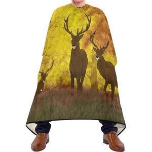 Kapper Kapsel Cape Illustratie Van Drie Rendieren Herten In Geel Oranje Herfst Bomen Kappers Gown Unisex Kappers Schort Professionele Salon Jassen Voor Kapper Salon Kapsel
