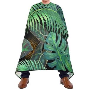 Kapper Kapsel Cape Zomer Naadloze Groene Tropische Planten Palmboom Bladeren Op Zwarte Kapper Schort Cape Unisex Kapper Jurk Professionele Styling Capes Voor Kapper Snijden Kappers