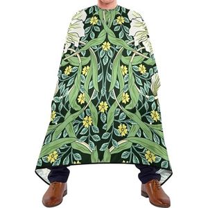 Kapper Kapsel Cape William Morris Witte Bloemen Gele Bloemen Groen Bladeren Bladeren Kapper Schort Unisex Schort Vlekbestendig Kapsel Cape Voor Haar Knippen Vrouwen Kapper