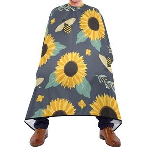 Haarknipschort Scandinavische stijl gele zonnebloemen met honingbijen kruiden kappersjurk unisex salonjurken antistatische kapsel cape voor kinderen kappers kapsel