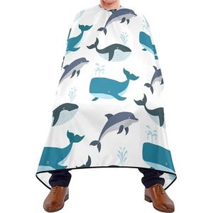 Salon Cape Naadloze Blauwe Walvis Met Waterspatten Grijze Dolfijn Op Wit Haar Snijschort Gepersonaliseerde Haar Snijden Toga Professionele Kapsel Cape Voor Styling Kleuren Kinderen