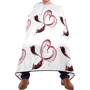 Kappersschort Twee Rode Wijnglazen Met Hart Op Witte Achtergrond Kapper Cape Gepersonaliseerde Kappers Vlekbestendige Kappers Cape Voor Kapsel Kids Kapper Kapper