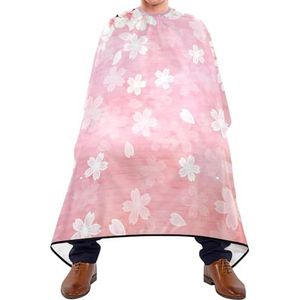 Salon Cape Naadloze Witte Lente Kersen Bloemen Op Roze Achtergrond Kapper Cape Gepersonaliseerde Kapper Cape Doek Professionele Haar Snijden Jurk Voor Haar Snijden Styling Kapsel