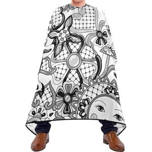 Kapper Kapsel Cape Zwart Wit Mexicaanse Traditionele Talavera Keramische Etnische Folk Motieven Kappers Schort Verstelbare Haar Knippen Cape Gepersonaliseerde Kappers Jurk Voor Knippen Vrouwen Kapsel