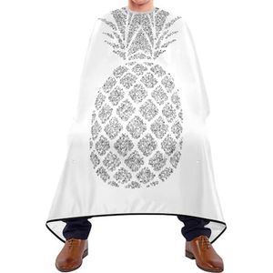 Kappersjurk zilverwit glitter ananas met bladeren geïsoleerd op witte kappersschort vlekbestendige kapperscape professionele schort voor styling kappers kinderen