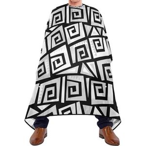 Kapper, kapsel, cape, doodle, geometrisch motief, funky stijl, zwart en wit, swirls, saloncape, gepersonaliseerde kapselcape, professionele kapperscape voor mannen en vrouwen, kappers