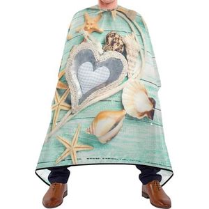 Kappersjurk Marine Sea Objects Star Vissen Fles Op Teal Hout Kapper Schort Cape Verstelbare Kapsel Cape Gepersonaliseerde Haar Snijden Cape Voor Styling Kinderen Kapsel