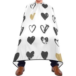 Salon Cape Hart Icon Set Naadloze Zwart Goud Harten Liefde Dag Bruiloft Haar Snijden Schort Antistatische Kappers Schort Professionele Kapper Cape Doek Voor Kapper Kapper Haar Knippen