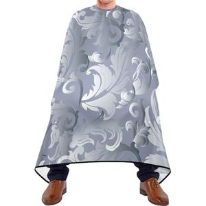 Kappersschort, cape, elegant, lichtgrijs, wit, middeleeuws barok, vintage, antiek, damast, kapper, cape, verstelbare kappersjurk, gepersonaliseerde kappersjurk voor kleuren, kappers, knippen