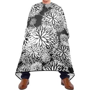 Salon Cape Bloem Abstracte Naadloze Patroon Met Zwart Wit Retro Bloemen Kappers Jurk Waterdichte Kappers Gepersonaliseerde Haar Snijden Jurk Voor Salon Styling Vrouwen