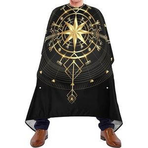 Kapper Schort Magic Oude Wind Rose Magic Navigatie Goud Kompas Kappers Gown Professionele Kappers Schort Anti-Statische Kapper Jurk Voor Styling Salon Kappers