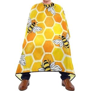 Salon Cape Naadloze Geel En Oranje Met Honing Bijen Kapper Schort Cape Unisex Kapper Jurk Waterdichte Kappers Schort Voor Haar Snijden Snijden Styling