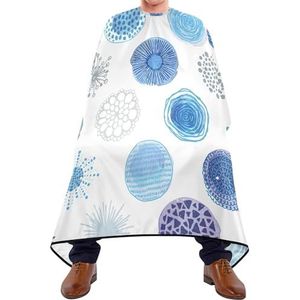 Kappersschort Naadloos Patroon Met Handgetekende Blauwe Cirkels Op Witte Kappersjurk Professionele Kappers Cape Professionele Styling Capes Voor Kapper Familie Knippen